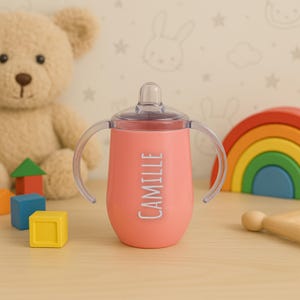 Vaso para bebé personalizado, vaso de acero inoxidable para niños pequeños, regalo de cumpleaños, niño, vasos para niños, biberón, regalo de baby shower, regalo para bebé, vaso para bebé personalizado imagen 7