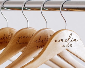 Personalized Bridesmaid Hangers - Wedding Hanger - Wooden Engraved Hanger - Bridal Dress Hanger - Wedding Name Hangers, Wedding favors,