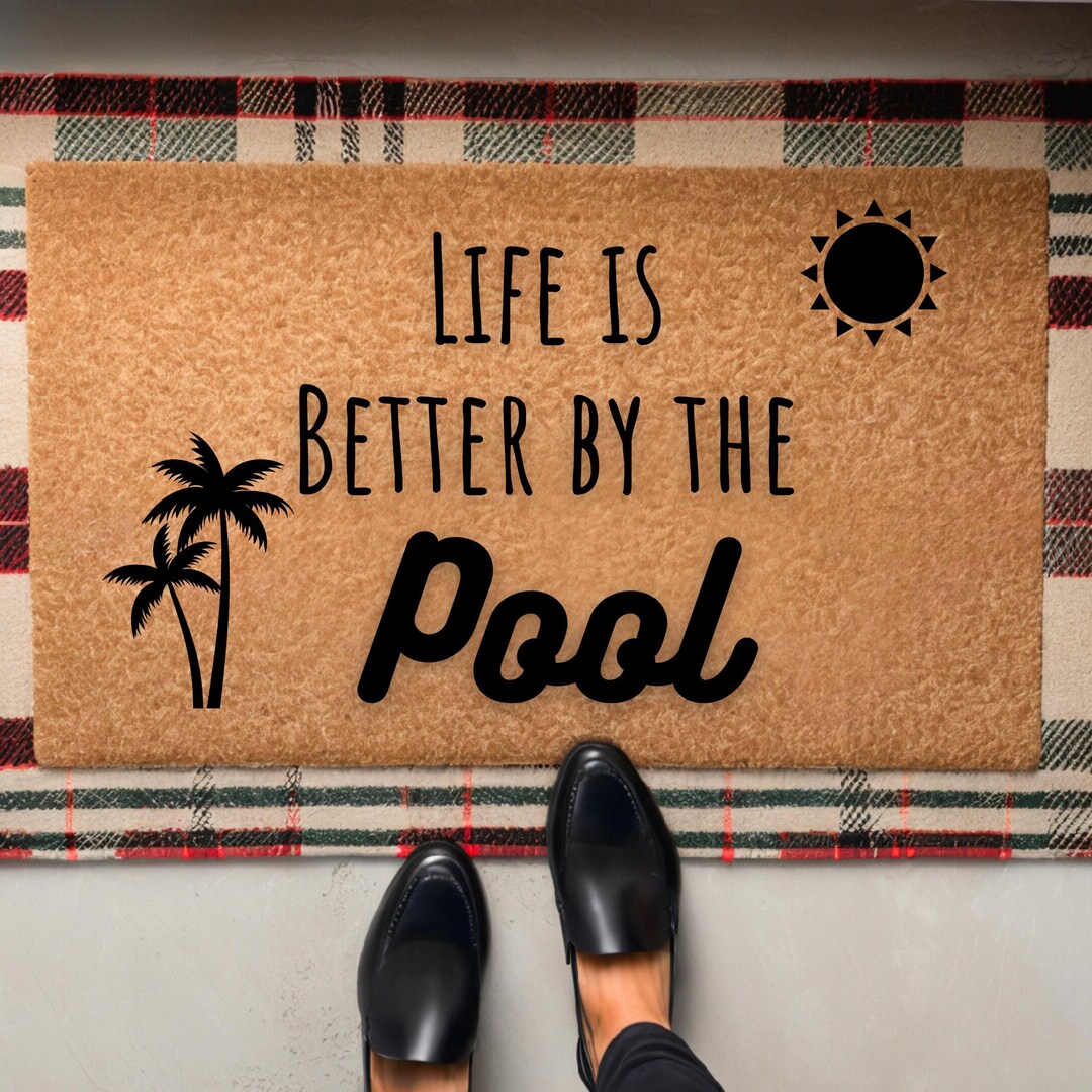 Personalized Pool Entrance Mat - Custom Outdoor Mat, Beach House Decor ...