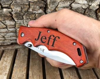 Personalized Pocket Knife Engraved, I love You More, Gift for Husband, Anniversary Gifts, Wedding Gift from Bride, Birthday Gift for Wife