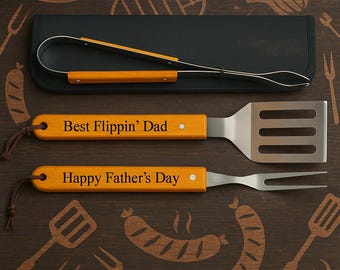 Personalized BBQ, Grill Tool Set, BBQ Set, bbq tools, Custom Grill Gift Set, Father&#39;s Day Gift, Gift For Dad, Barbecue Set, Grilling Tool