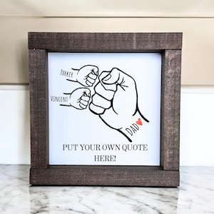 Fist Bump Dad And Kids Framed Sign Gift From Kids Sign Gifts For Dad Father&#39;s Day Gift Unique Gift For Dad Sign With Kids Names Grandpa Gift