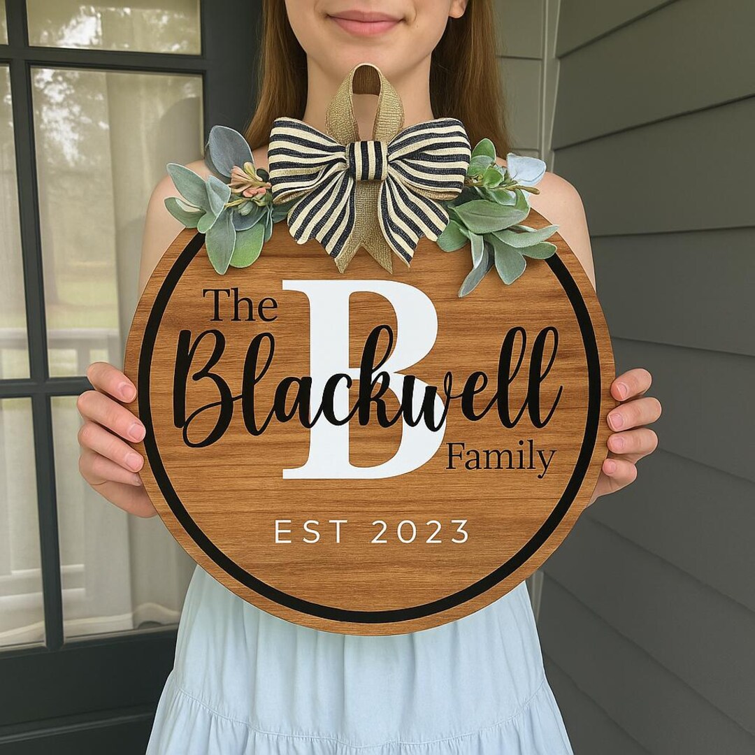 Welcome Wooden Monogram Family Last Name Sign - Custom Hanger ...