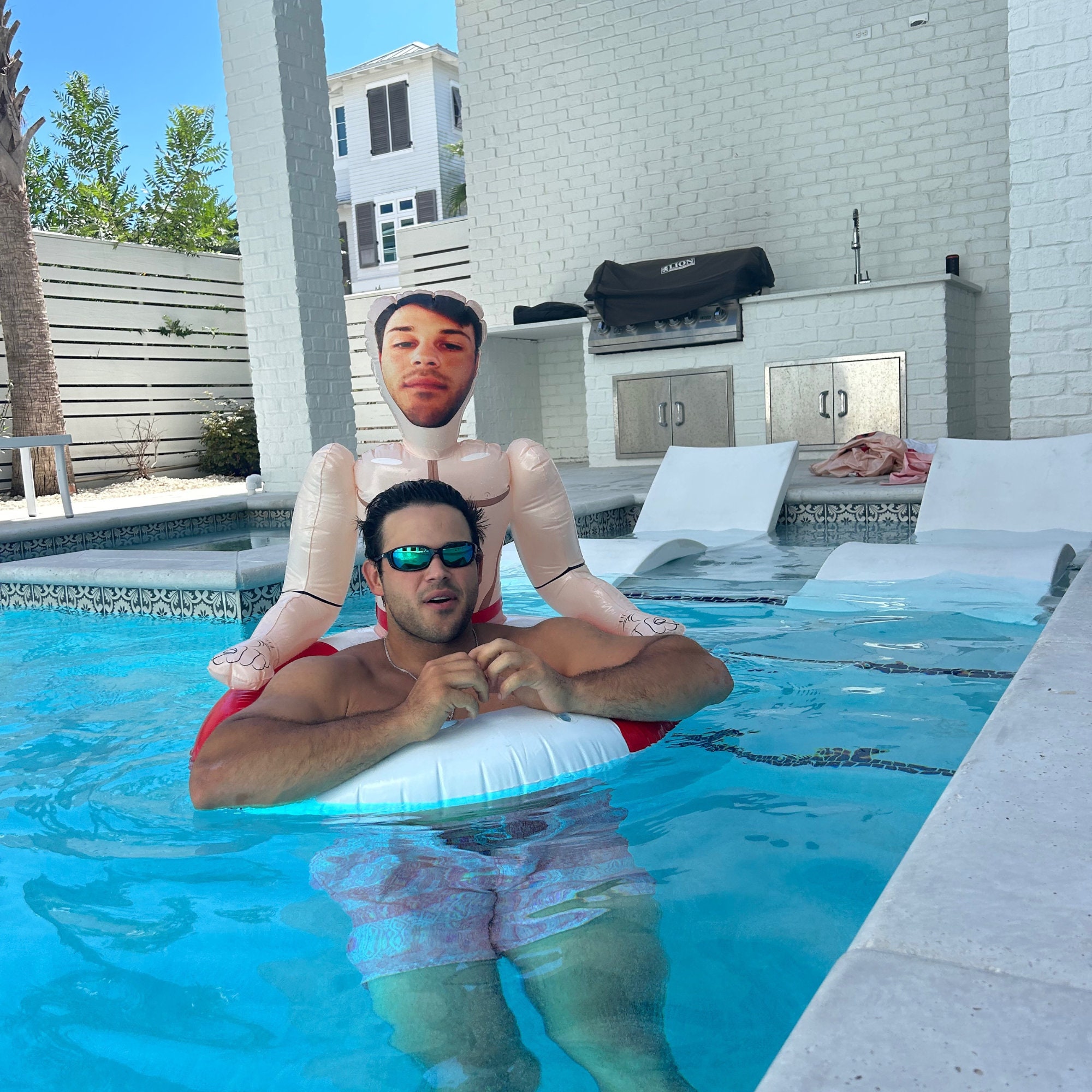 Bachelorette Blow Up Doll Party Favor, Pool Party Fun Bachelorette Gift, Blow Up Husband, Groom Blow Up Doll, Inflatable Man Printed Face