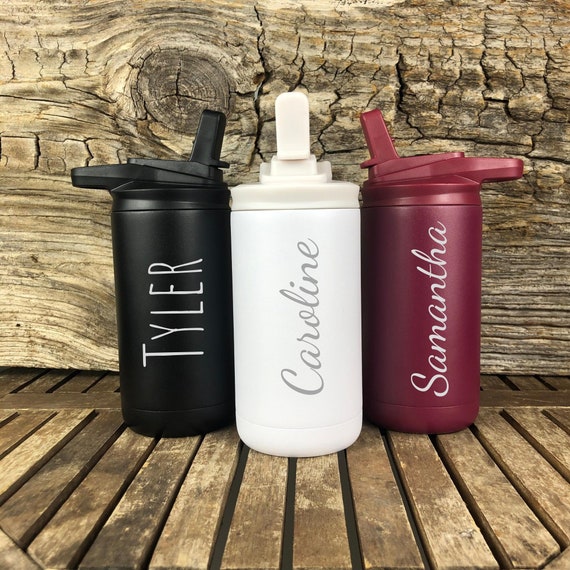 Personalized Kids Water Bottle with Flip-Top Lid and Straw, Thermos Kids  Stainless Steel Insulated Flask, Your Custom Name Engraved, Custom Gifts