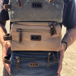 Kulturtasche Herren Leder Kulturbeutel Leder Kulturbeutel Mit Monogramm Geschenk für Ihn Rasierbeutel Geschenk für Ihn Bild 7