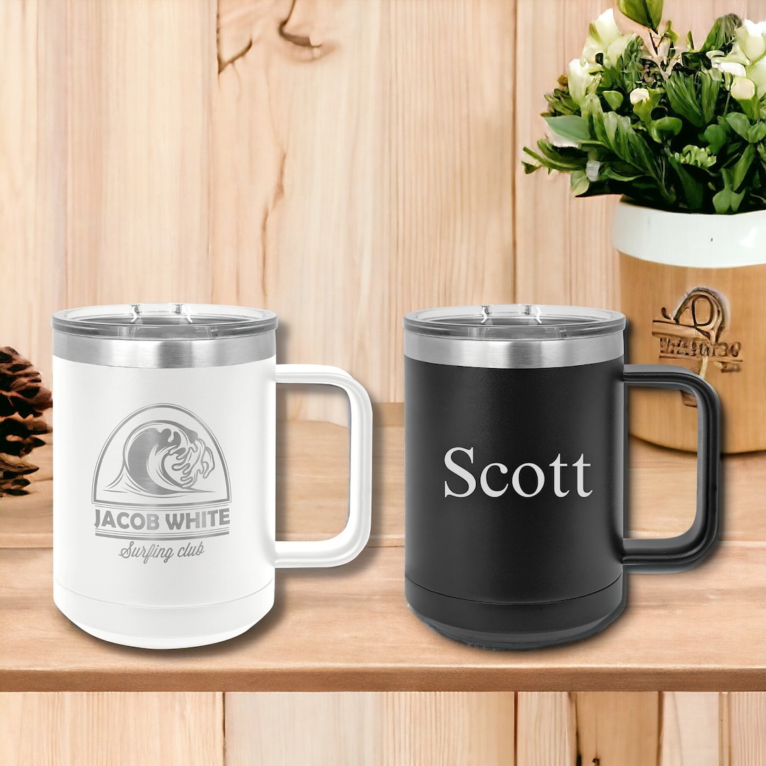 Personalized Insulated Coffee Mug, Custom Coffee Mug, Metal Coffee Mug