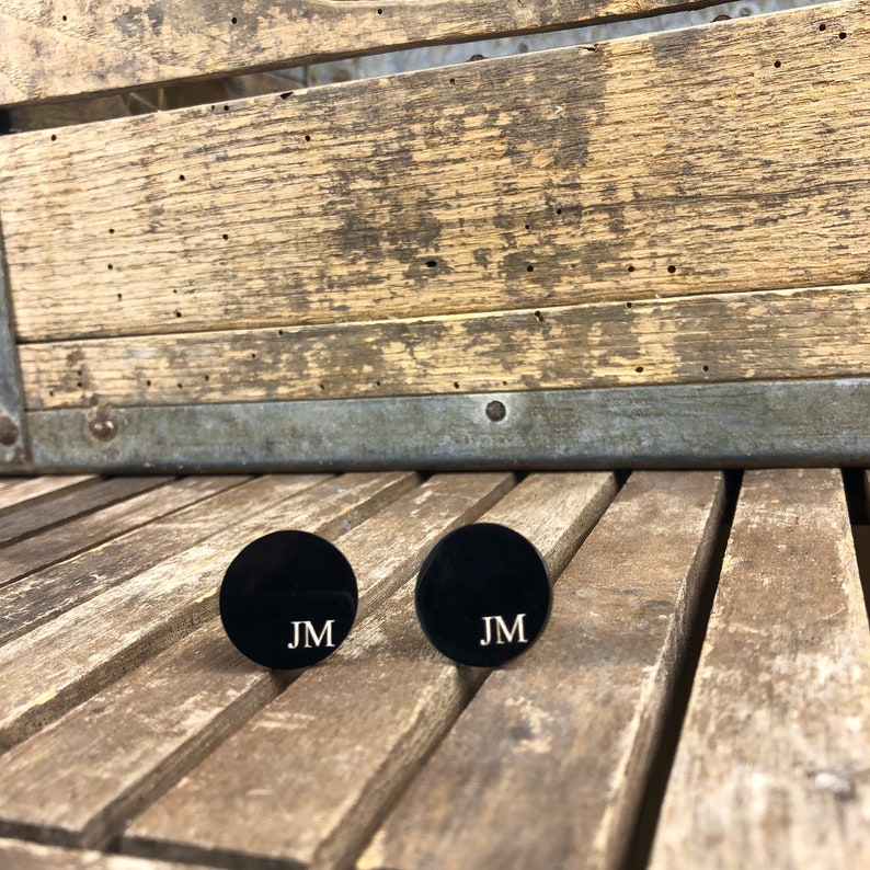 Black Round Groomsmen Cufflinks Personalized Groomsmen Gift Engraved Custom Cuff Link Set for Groom, Husband, Men Gift Boxed, proposal image 9