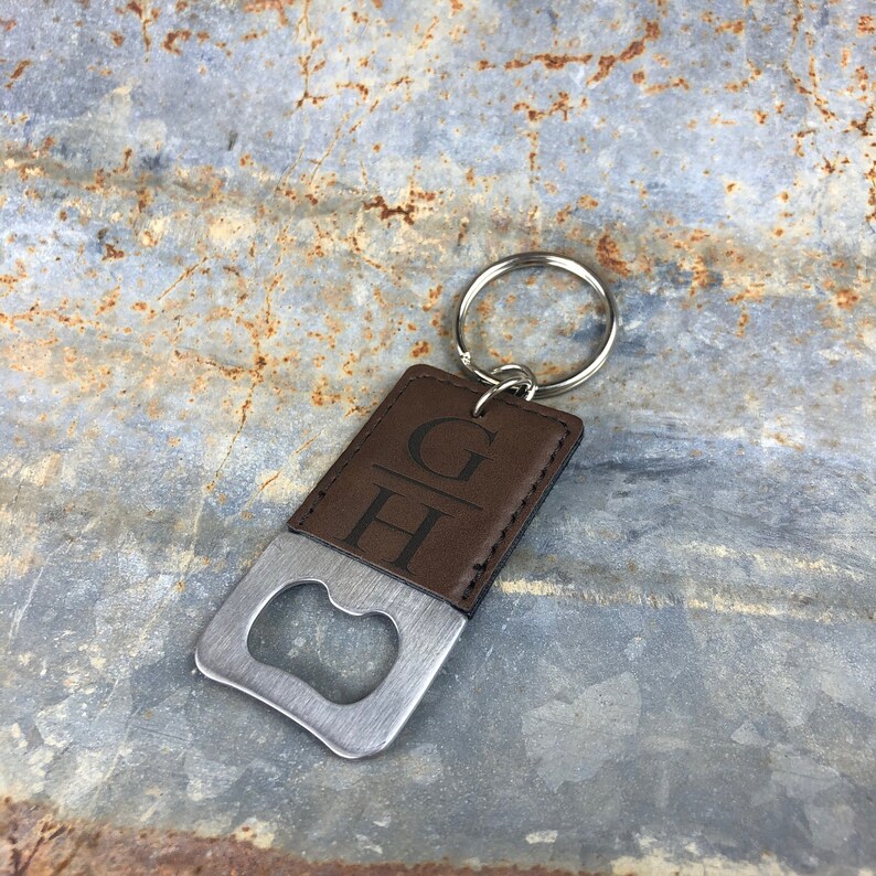 Personalized Bottle Opener Keychain Groomsmen Gift Leather Etsy