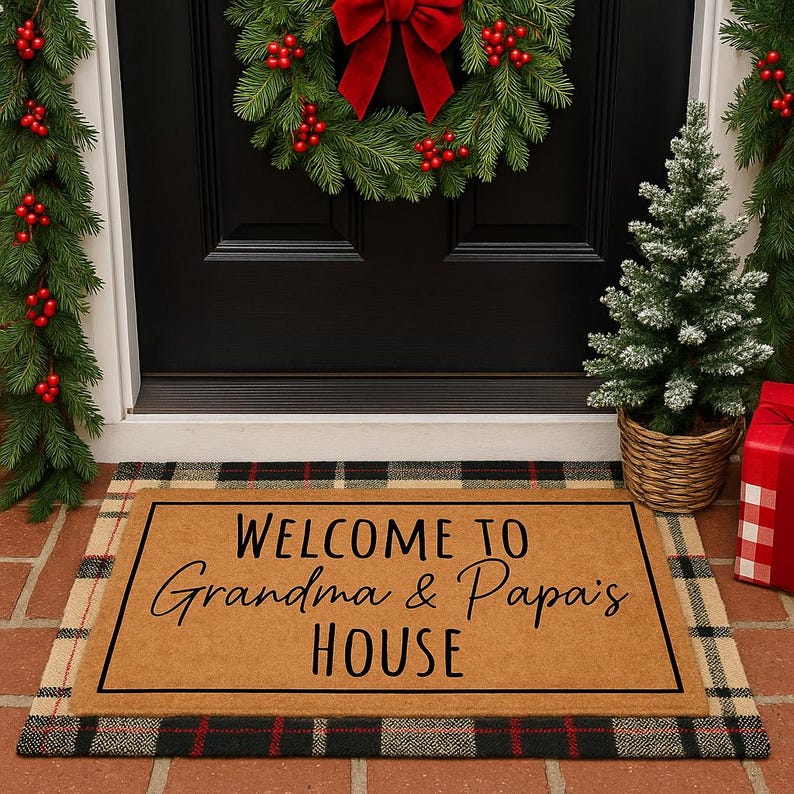 Welcome to Mimi and Papa's House Doormat, Personalized Doormat, Grandparents Gift, Welcome Mat, Front Doormat, Grandparent Gift, Mothers Day 画像 4