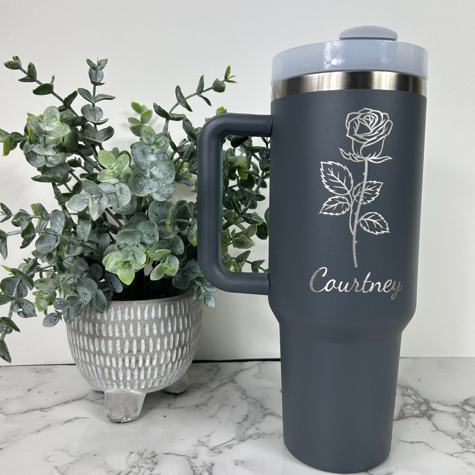 Personalized Graduation Gift - Custom Engraved 30oz Insulated Tumbler with Handle & Straw, Unique Name Design, Not Stanley Brand