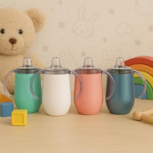 Vaso para bebé personalizado, vaso de acero inoxidable para niños pequeños, regalo de cumpleaños, niño, vasos para niños, biberón, regalo de baby shower, regalo para bebé, vaso para bebé personalizado imagen 2