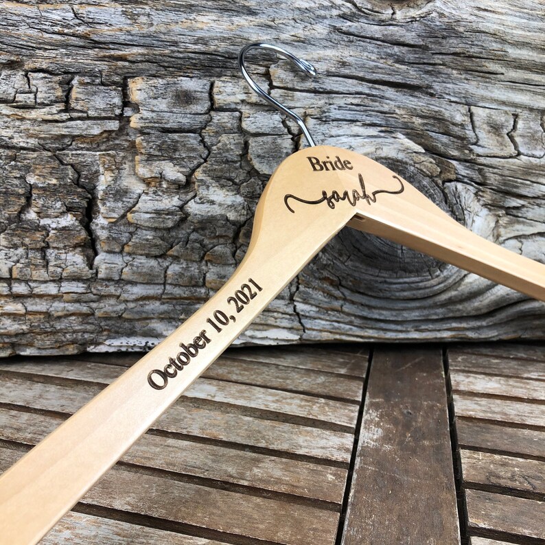 Weddings Bride Hanger Custom Bridal Hanger Personalized Hangers Wood Hangers Wedding Hanger Wedding Name Hangers Bridesmaid Hangers