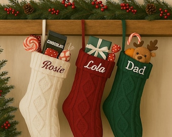Cable Knit Personalized Christmas Stockings, Christmas Stockings Personalized Christmas Stockings Monogrammed Christmas Stockings cable Knit