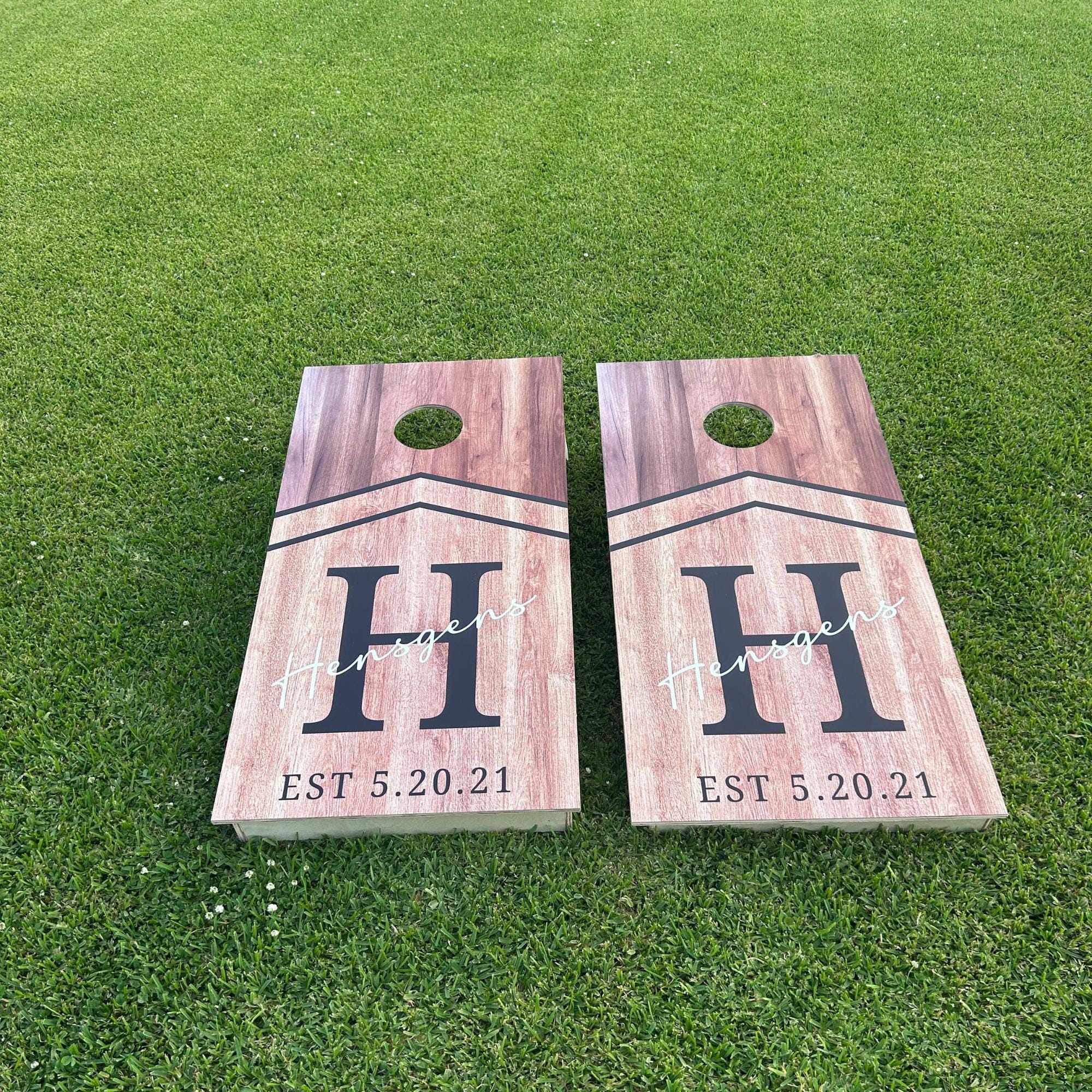 Custom Cornhole Boards Set – Personalized Bean Bag Toss Game – Wedding, Tailgate, Family Name, Logo – Outdoor Lawn Game