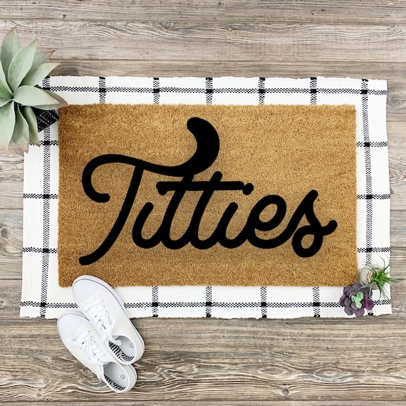 Custom Titties Door Mat, Last Name Door Mat, Custom Door Mat, Gold