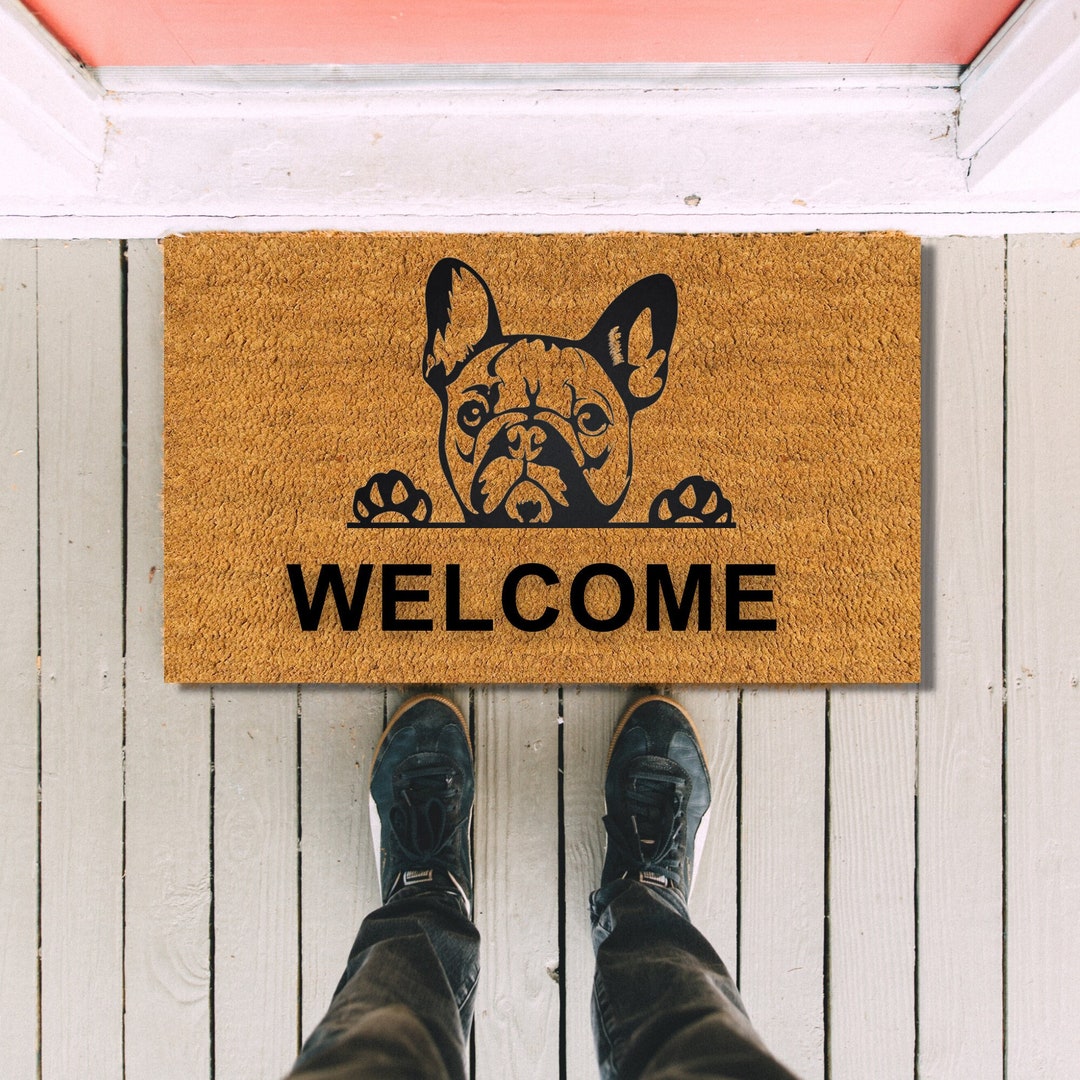 Custom French Bull Dog Door Mat, Door Mat, Personalized Dog Door Mat