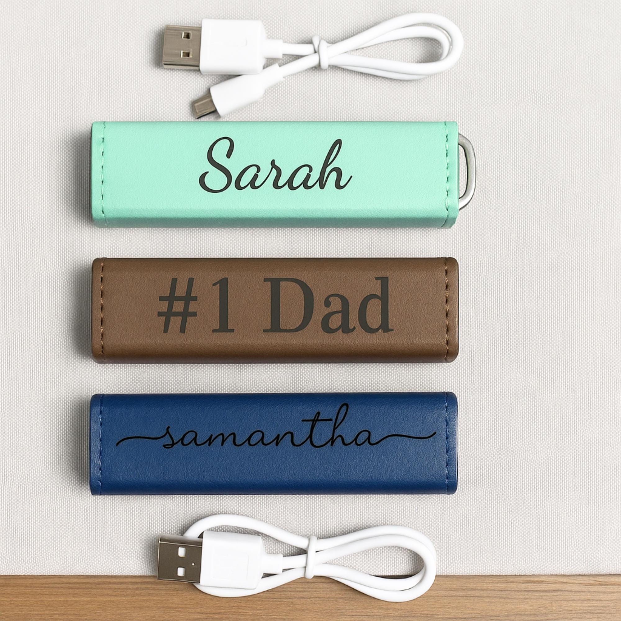 Personalized Power Bank, Leather Power Bank 2200mAh, Travel Phone Charger, Battery Pack, Portable charger, Gift for him, Gift for her