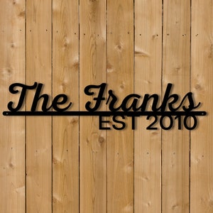 Personalized Family Name Metal Sign, Metal Established Family Sign, Housewarming Gift, Door Hanger, Wedding Gift, Metal Monogram Sign