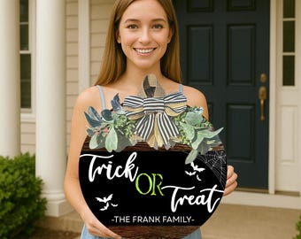 Trick or Treat Halloween Front Door Hanger| Halloween Door Hanger | It's October Witches | Halloween Sign | Halloween Door Decor | Halloween