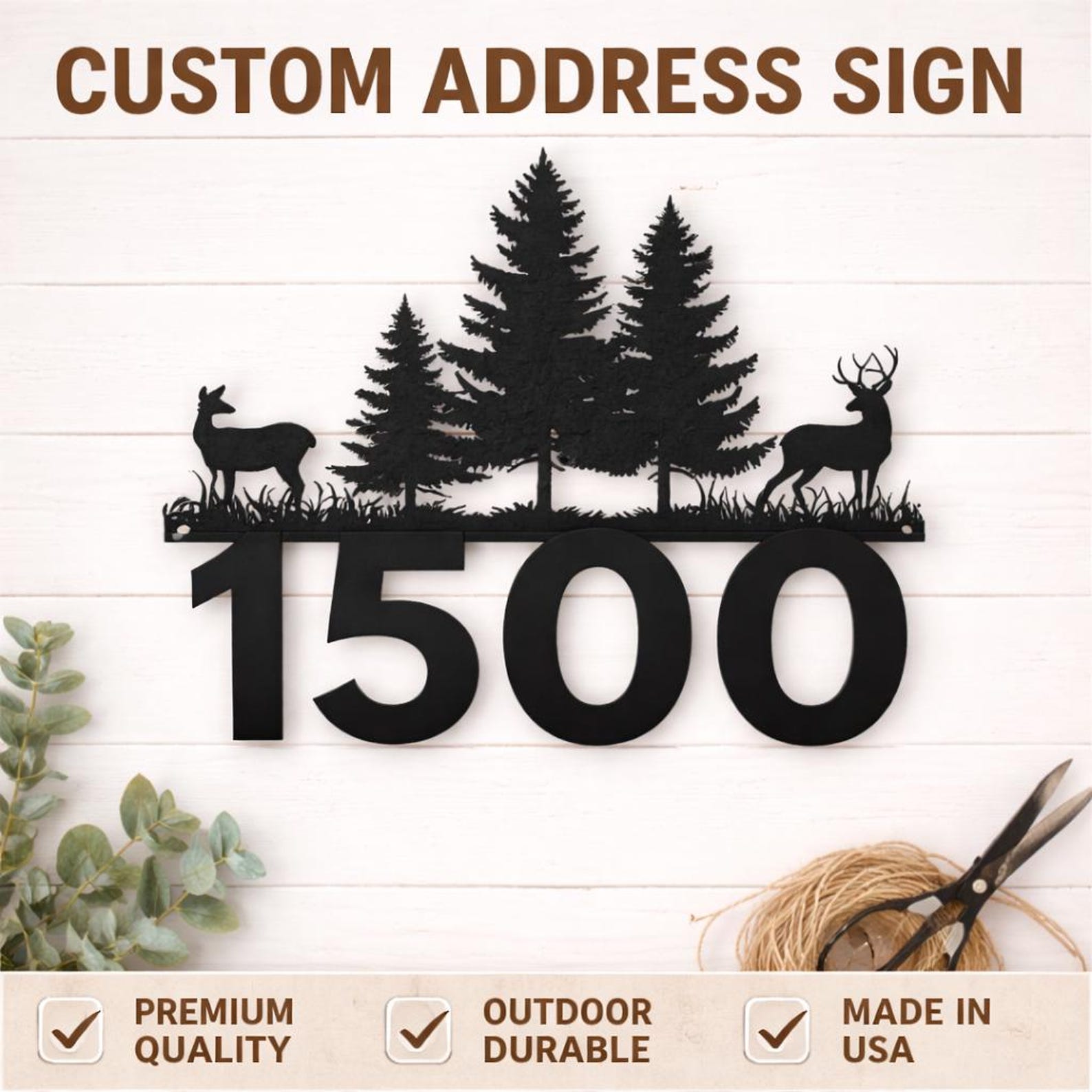 Rustic Metal Address Sign, Custom House Number Sign, Cabin Address Sign ...