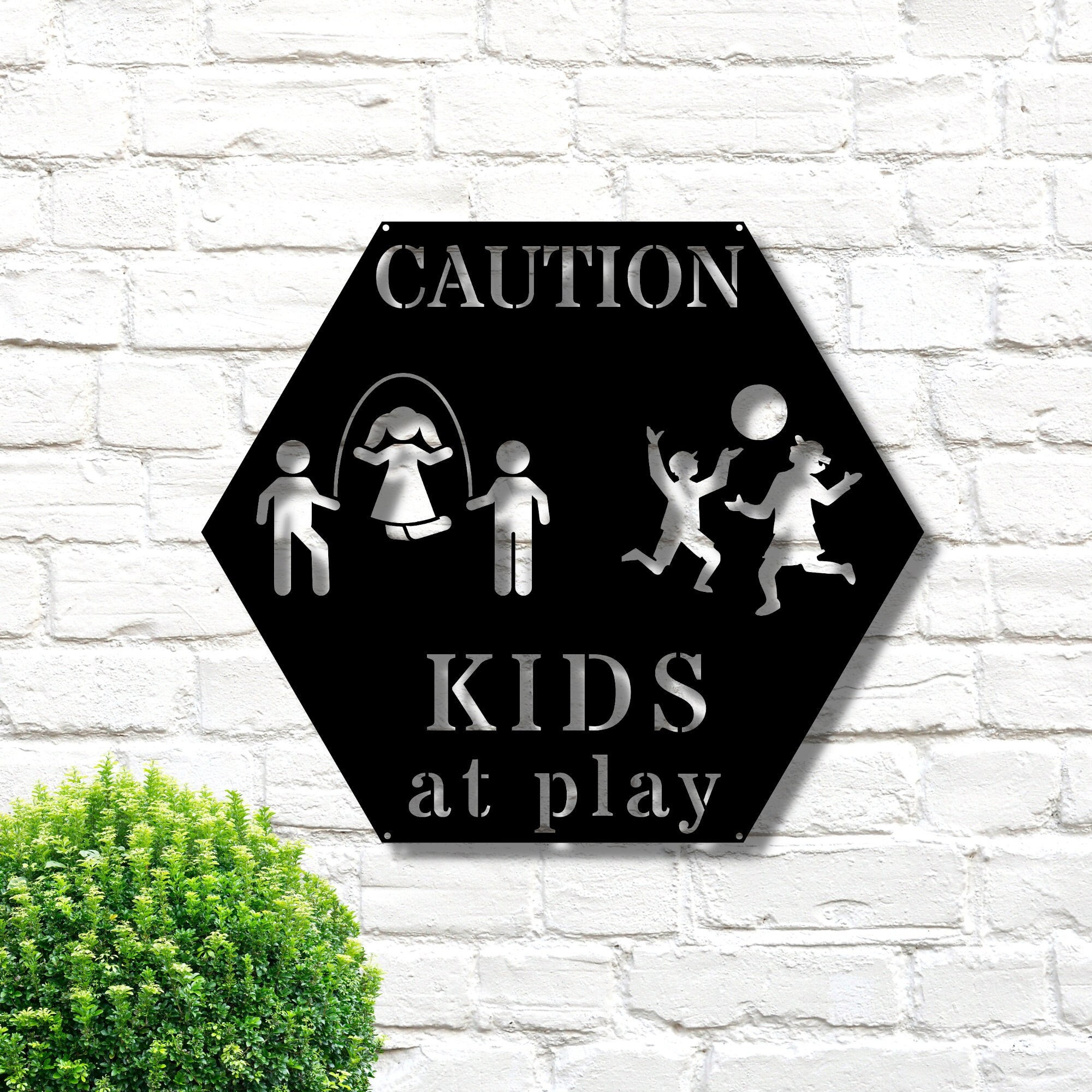 Caution Kids at Play Metal Sign, Personalized Kids Sign, Caution
