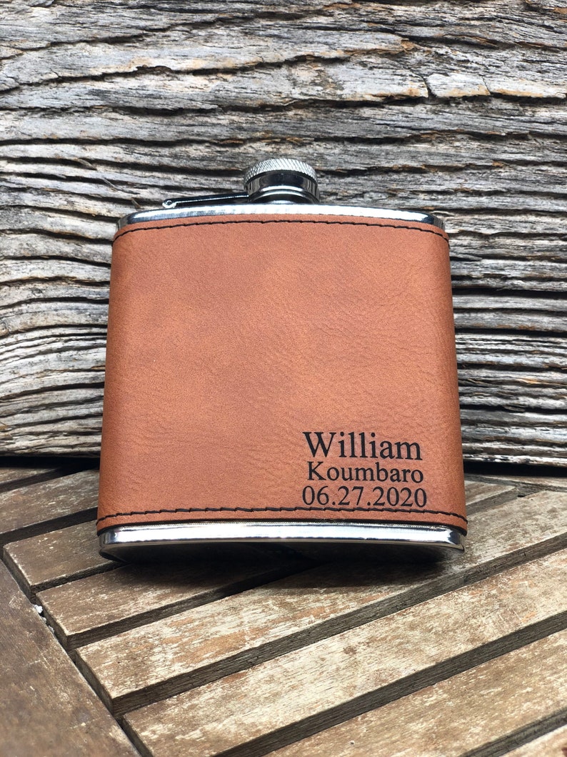 Personalized Leather Flask Groomsmen Flask Engraved Flask Etsy UK