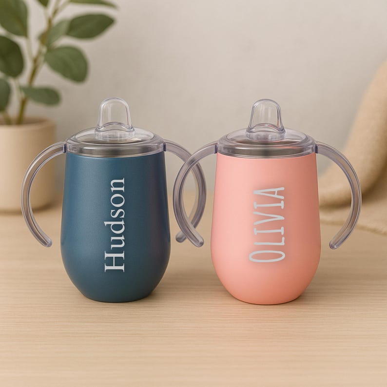 Vaso para bebé personalizado, vaso de acero inoxidable para niños pequeños, regalo de cumpleaños, niño, vasos para niños, biberón, regalo de baby shower, regalo para bebé, vaso para bebé personalizado imagen 1