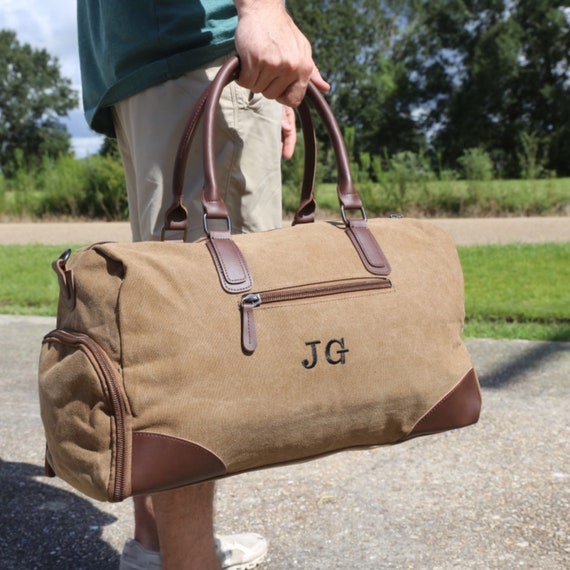 Weekender Duffle Bag for Men: Folding Waxed Canvas Duffle Bag, Personalized  Gift for Him, Father's Day Gift, Anniversary Gift, Made in USA 