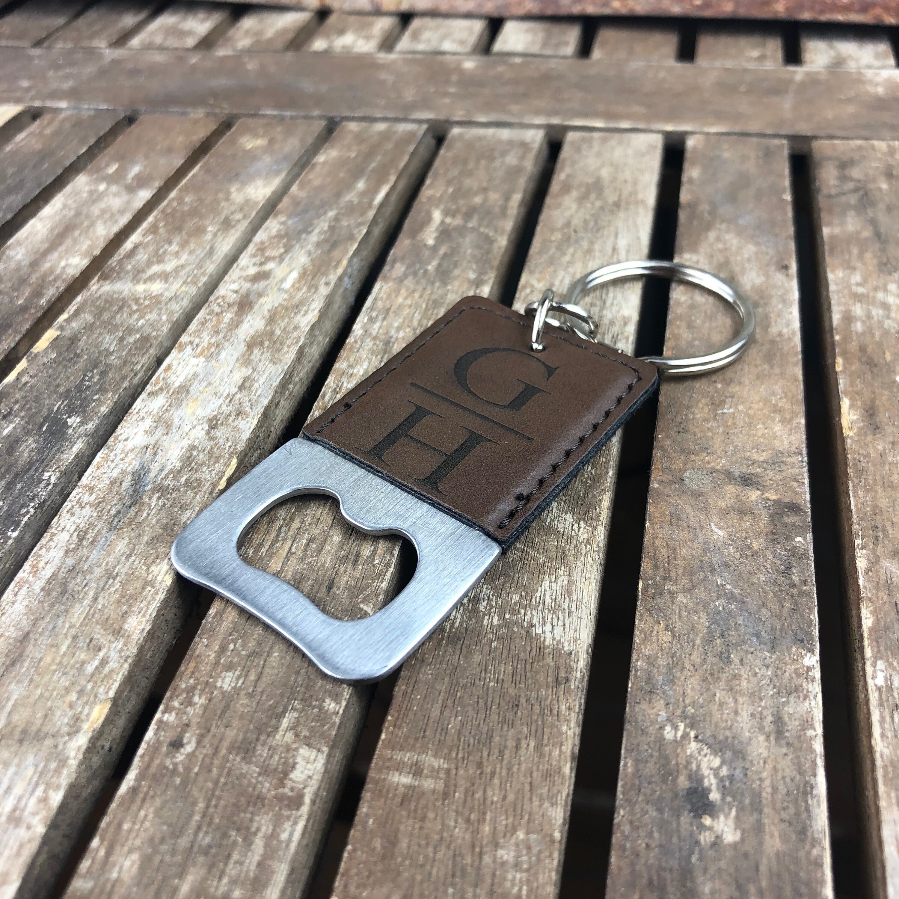Personalized Leather bottle opener Keychain Groomsmen Etsy