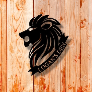 Custom Lion Man Cave Sign, Camp sign, Man Cave Metal Signs, Man Cave Sign, Personalized Man Cave Sign Metal, Custom Man Cave Sign