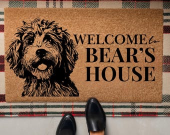 CUSTOM Welcome Goldendoodle Name Doormat, funny dog Doormat, Custom Doormat, Dog Name Doormat, Funny Doormat, Home Doormat