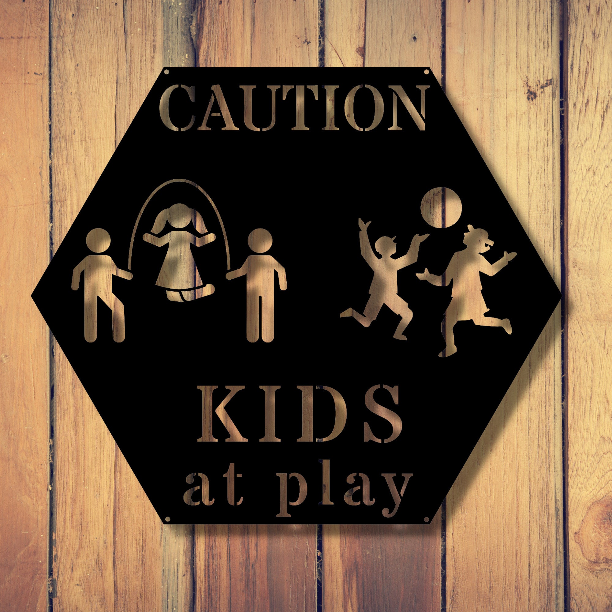 Caution Kids at Play Metal Sign, Personalized Kids Sign, Caution