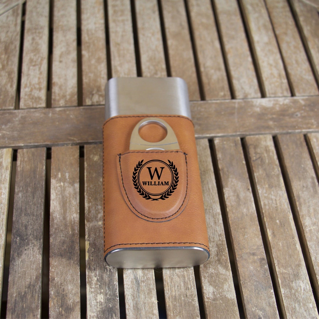 Personalized Cigar Case With Cutter, Cigar Travel Case, Groomsmen Cigar ...