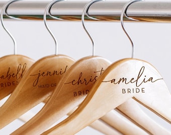 Personalized Bridesmaid Hangers - Wedding Hanger - Wooden Engraved Hanger - Bridal Dress Hanger - Wedding Name Hangers, Wedding favors,