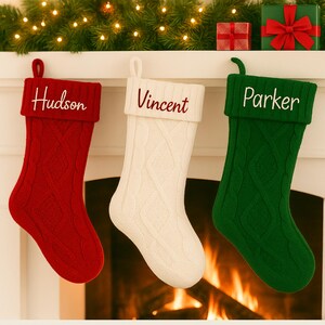 Embroidered Christmas Stocking Personalized Christmas Stockings Knitted Stockings Family Stockings Monogram Stockings Holiday Decor