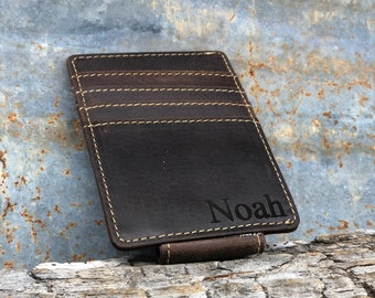 Personalized Money Clip - Groomsman Gift -Personalized Gift for Man, Leather Money Clip Wallet - Custom Engraved Boyfriend Gift gift for him