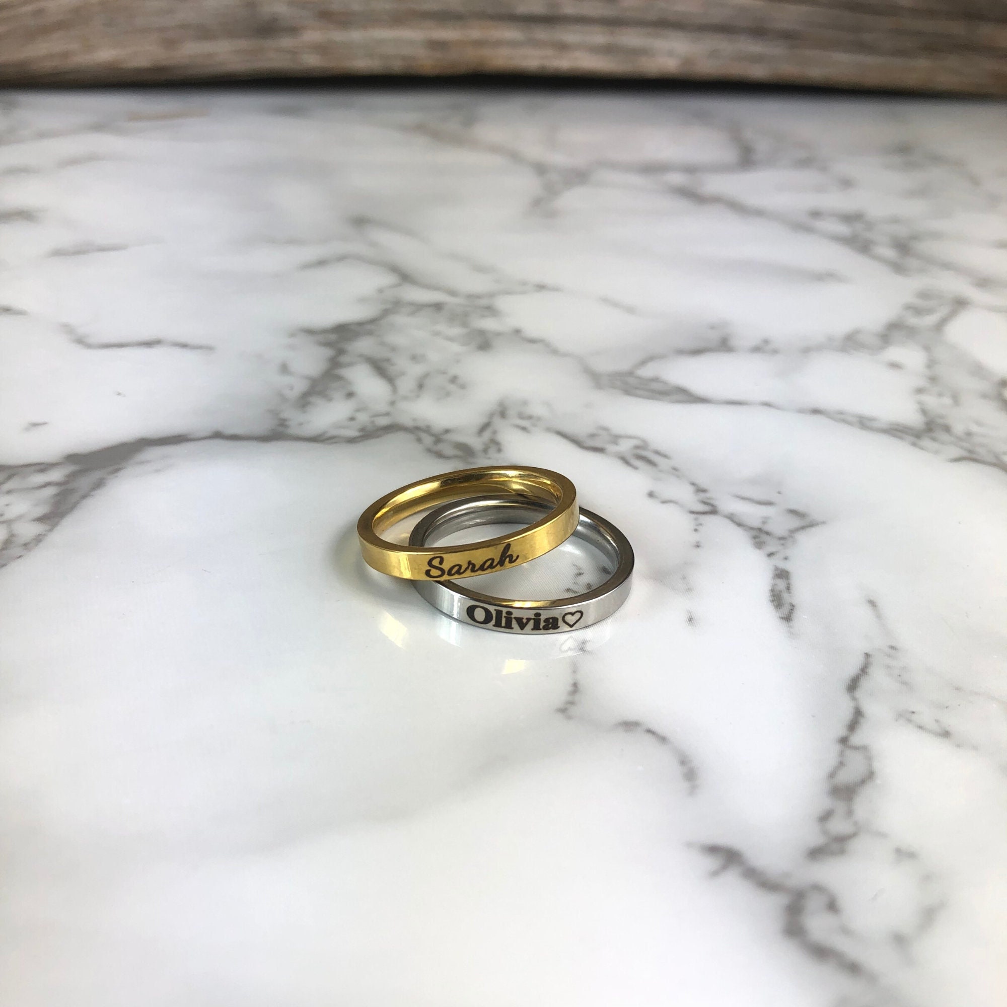Personalized Engraved Ring for Her Custom Name Ring Stacking Ring ...