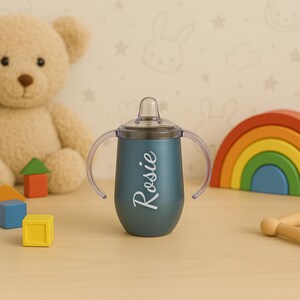 Vaso para bebé personalizado, vaso de acero inoxidable para niños pequeños, regalo de cumpleaños, niño, vasos para niños, biberón, regalo de baby shower, regalo para bebé, vaso para bebé personalizado imagen 8