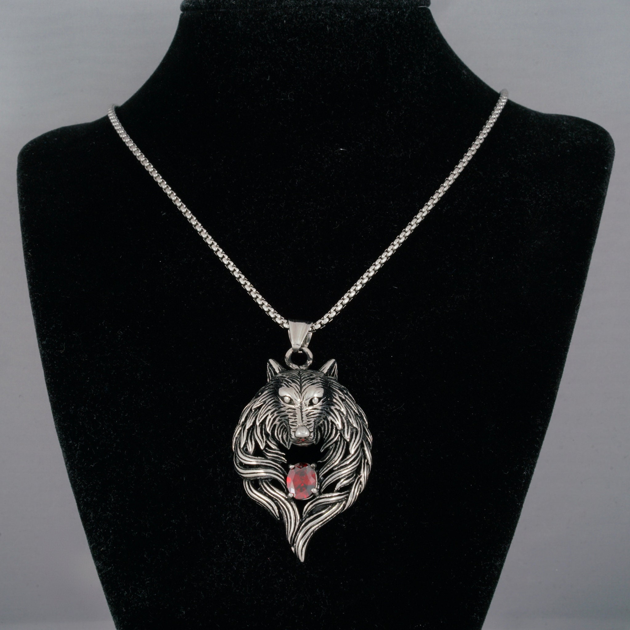 Wolf Head Necklace Etsy