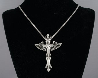 Krone und Flügel Kreuz Form Halskette