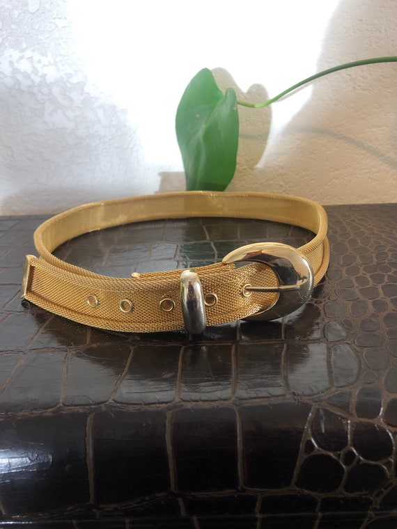 Vintage gold tone metal belt, size M - image 3
