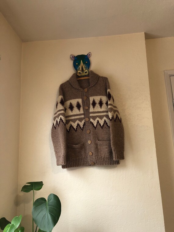 Handmade 100% wool cardigan, size L, made in Peru - image 6