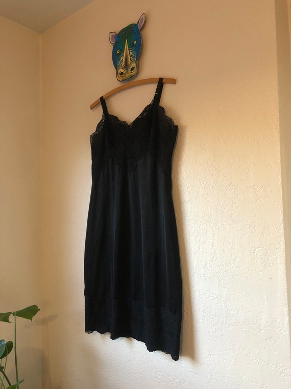 Vintage Bel-Air slip black dress, size 38 regular - image 3