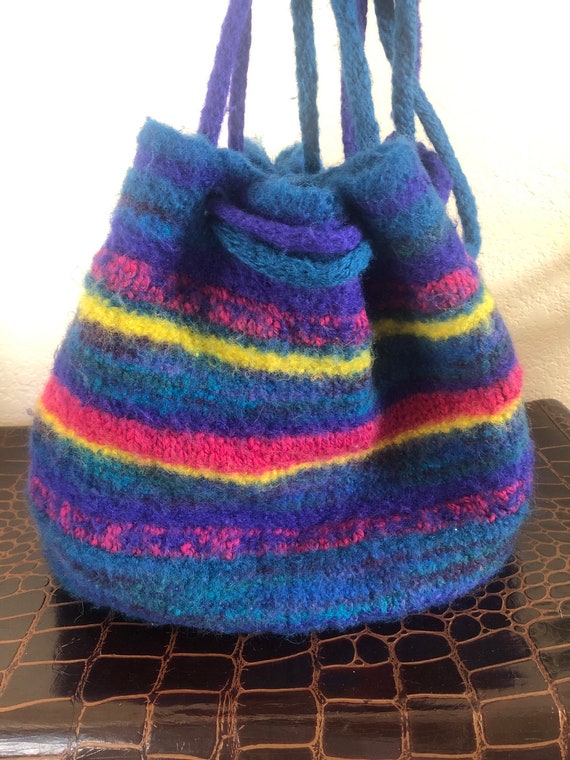 100% wool vintage handmade pouch bag