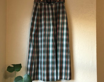 Handmade vintage plaid wide leg trousers