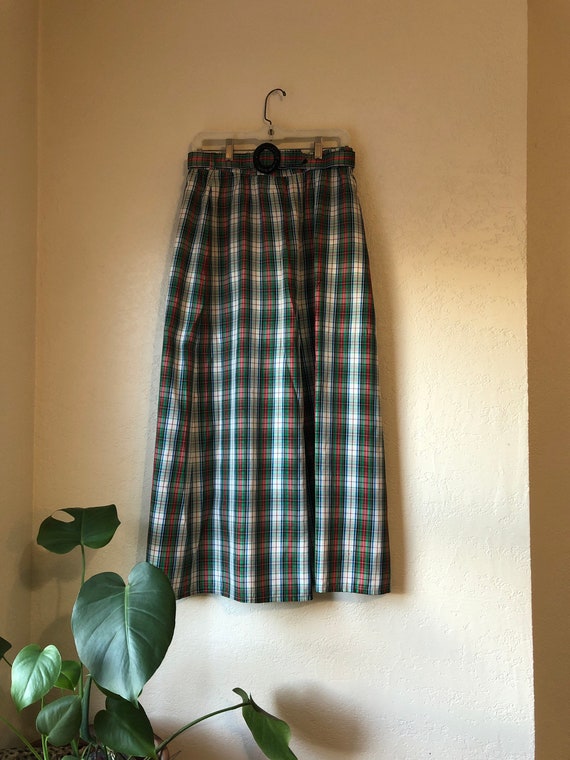 Handmade vintage plaid wide leg trousers - image 1