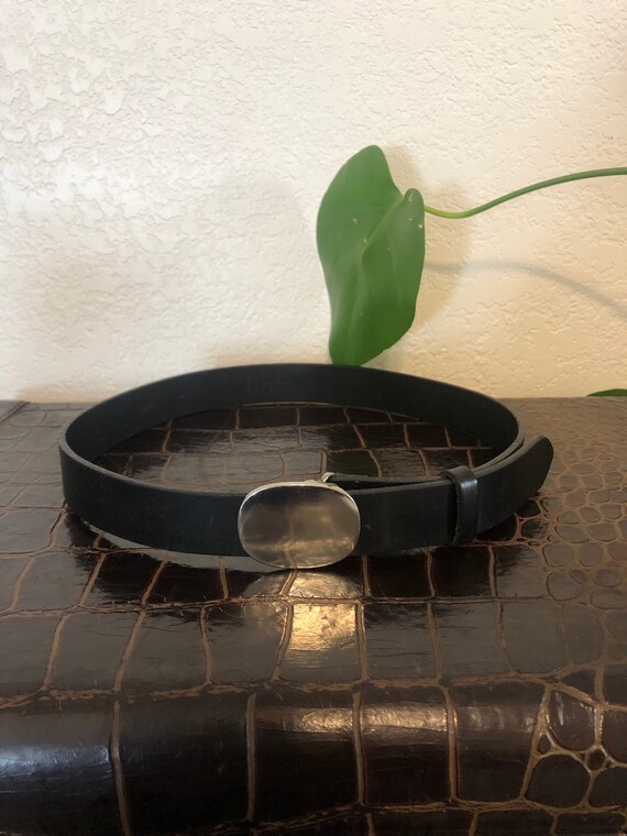 Vintage Ann Taylor black leather belt, Size M - image 8