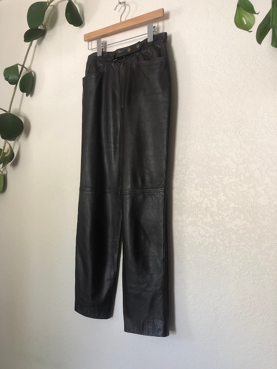 Vintage brown leather pants, size 10, Dans Bachman - Gem