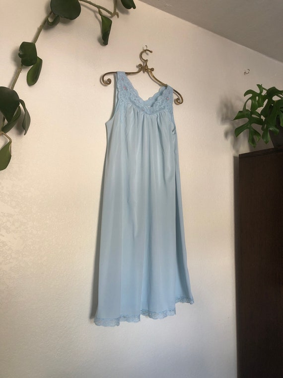Vintage blue night gown medium - image 5